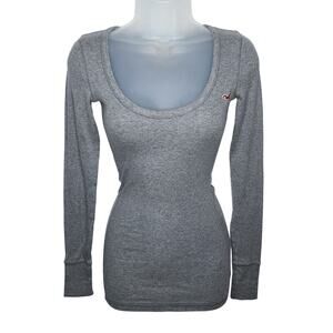 Y2K Hollister Long Sleeve Top Bella Swan XS Fitted Logo Preppy Grunge Elena